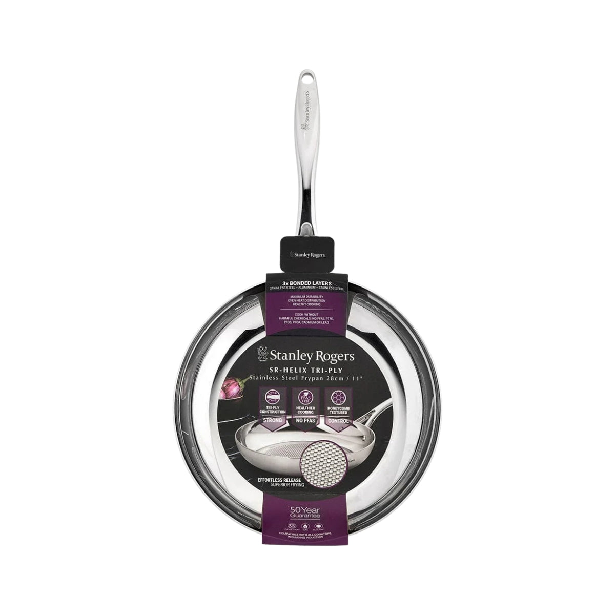 Poêle en acier inoxydable à triple couche 28cm