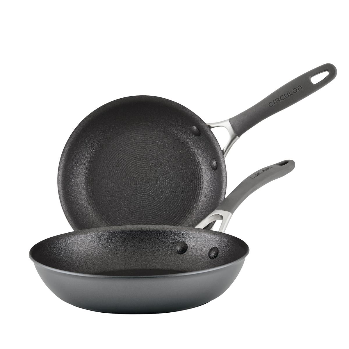 Lot de 2 poêles en aluminium anodisé 21,5 cm et 25,4 cm