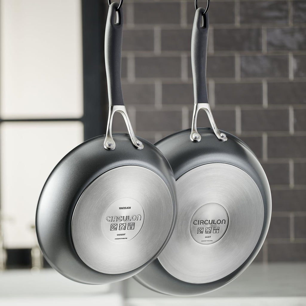 Lot de 2 poêles en aluminium anodisé 21,5 cm et 25,4 cm