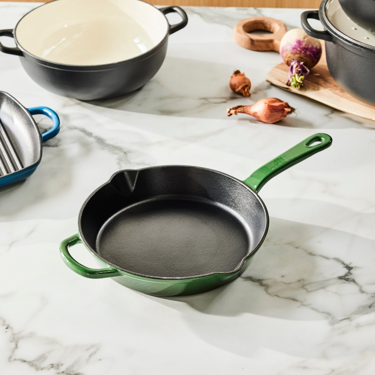 Poêle en fonte vert anglais 26 cm, coffret cadeau